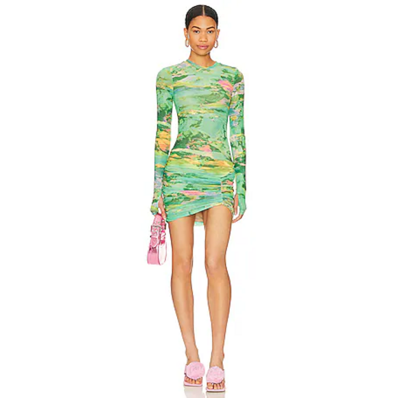 AFRM Dresses & Skirts - AFRM Mirza Mini Dress in Acid Green Marble